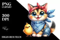 Funny Baby Cat Chick with Bandana Clipart Product Image 3