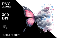 Butterfly with Spring Flowers PNG Product Image 2