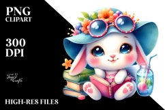 Resting Book Baby Bunny PNG Product Image 2