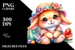 Resting Book Baby Bunny PNG Product Image 2