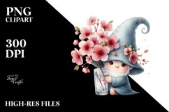 Cute Gnome with Cherry Blossom PNG Product Image 2