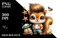 Cute Baby Squirrel Dressed for Beach, High-Res PNG Product Image 2