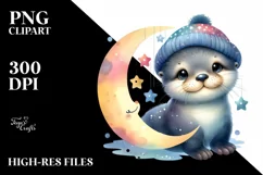 Colorful Sea Otter | Moon Stars | Clipart Product Image 3