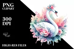 Vibrant Swan with Flower Details | Clipart Product Image 1