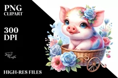 Colorful Baby Pig Clipart Product Image 1