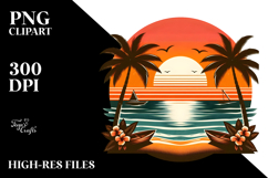 Tropical Beach Sunset Clipart, PNG Product Image 2