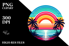 Retro Tropical Rainbow Sunset PNG Product Image 2