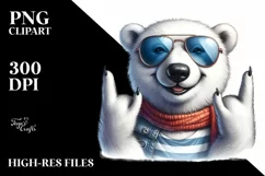 Funny Polar Bear Sunglasses Rocker Sign Clipart Product Image 3