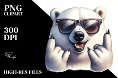 Funny Polar Bear Sunglasses Rocker Sign Clipart Product Image 1