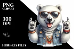 Funny Polar Bear Sunglasses Rocker Sign Clipart Product Image 1