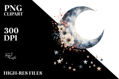Half Moon with Hanging Stars and Flowers, Transparent PNG Product Image 2