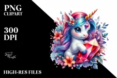 Baby Unicorn with Gemstone, PNG Product Image 1