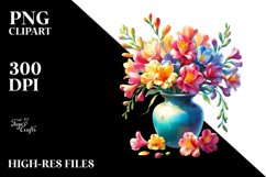 Vibrant Colorful Vase Freesia Clipart Product Image 1