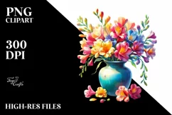 Vibrant Colorful Vase Freesia Clipart Product Image 1