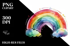 Colorful Simple Watercolor Rainbow Clipart Product Image 3