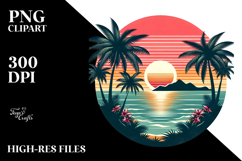 Retro Tropical Sunset Clipart Product Image 2