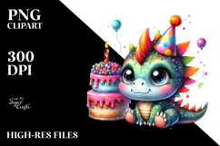 Cute Baby Dinosaur in Party Hat, PNG Product Image 2