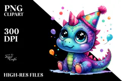 Baby Dinosaur with Party Hat, Transparent PNG Product Image 2