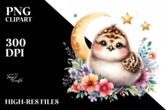 Whimsical Ptarmigan | Moon Stars | Clipart Product Image 1