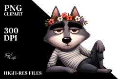 Funny Wolf Flower, Balanced PNG Product Image 2