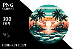 Retro Tropical Island Sunset, Tshirt Style, PNG Product Image 2