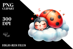 Colorful Ladybug Sleeping on Cloud Clipart Product Image 2