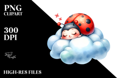 Colorful Cute Watercolor Ladybug Cloud Product Image 2
