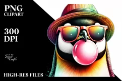 Quirky Penguin Portrait with Hat and Sunglasses Chewing Gum Product Image 1