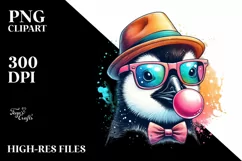 Quirky Penguin Portrait with Hat and Sunglasses Chewing Gum Product Image 1