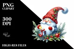 Simple Watercolor Christmass Gnome PNG Product Image 1