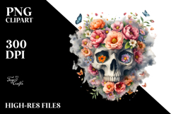 Skull with Spring Flowers PNG Product Image 2