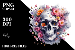 Skull with Spring Flowers PNG Product Image 2