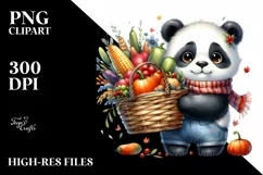 Colorful Baby Panda Basket Autumn Vegetables | Sublimation | Product Image 3