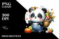 Colorful Baby Panda Basket Autumn Vegetables | Sublimation | Product Image 3