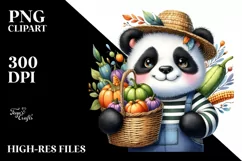 Colorful Baby Panda Basket Autumn Vegetables | Sublimation | Product Image 3
