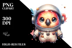 Cute Baby Parrot with Astronaut Helmet, PNG Product Image 2