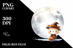 Cute Baby Bear Standing on Moon, Transparent PNG Product Image 1