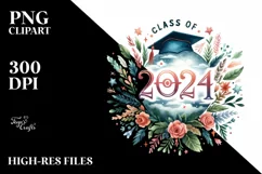 Watercolor Class of 2024 | Clipart Product Image 1