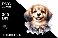 Vintage Diva Puppy Portrait Whimsical Clipart Product Image 3