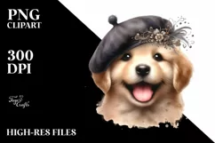 Vintage Diva Puppy Portrait Whimsical Clipart Product Image 1