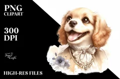 Vintage Diva Puppy Portrait Whimsical Clipart Product Image 3