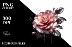 Shiny Camellia Watercolor Splash Clipart Product Image 1