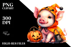 Cute Baby Pig Halloween PNG Product Image 2