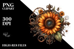 Vintage Rusted Sunflower Watercolor Clipart Product Image 3