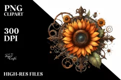 Vintage Rusted Sunflower Watercolor Clipart Product Image 3
