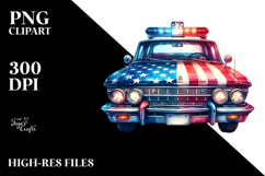 Vintage Police Car with Stars, PNG Product Image 2