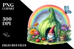 Colorful Vegetable Gnome House | Sublimation Clipart Product Image 1