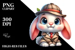 cute Bunny Detective Coat PNG Product Image 2