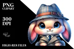 cute Bunny Detective Coat PNG Product Image 2