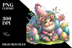 Adorable Baby Gnome in Easter Scene, PNG Product Image 2